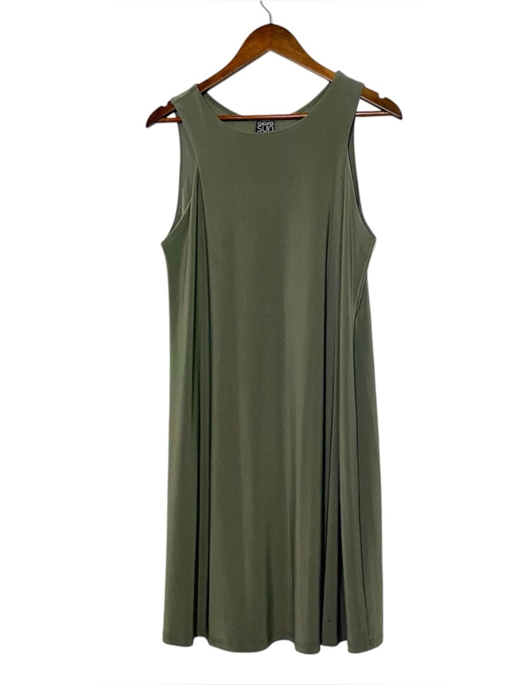Clara Sunwoo Olive Green Sleeveless Knit Swing Tank Dress Size M